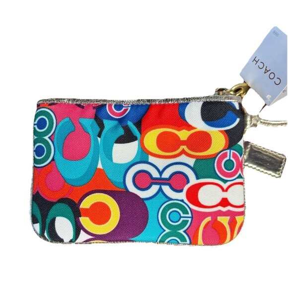 Coach Poppy Wristlet Signature C Multi Color Metallic Leather Y2K NWT - Picture 4 of 9